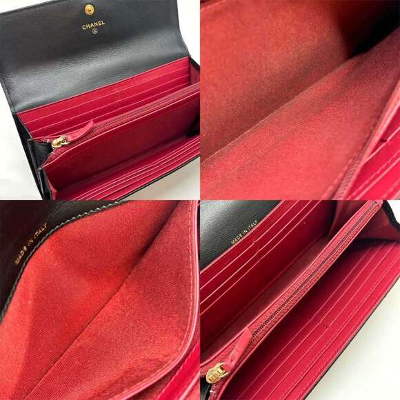 CHANEL Black Lambskin Leather Logo Wallet - Picture 5 of 5